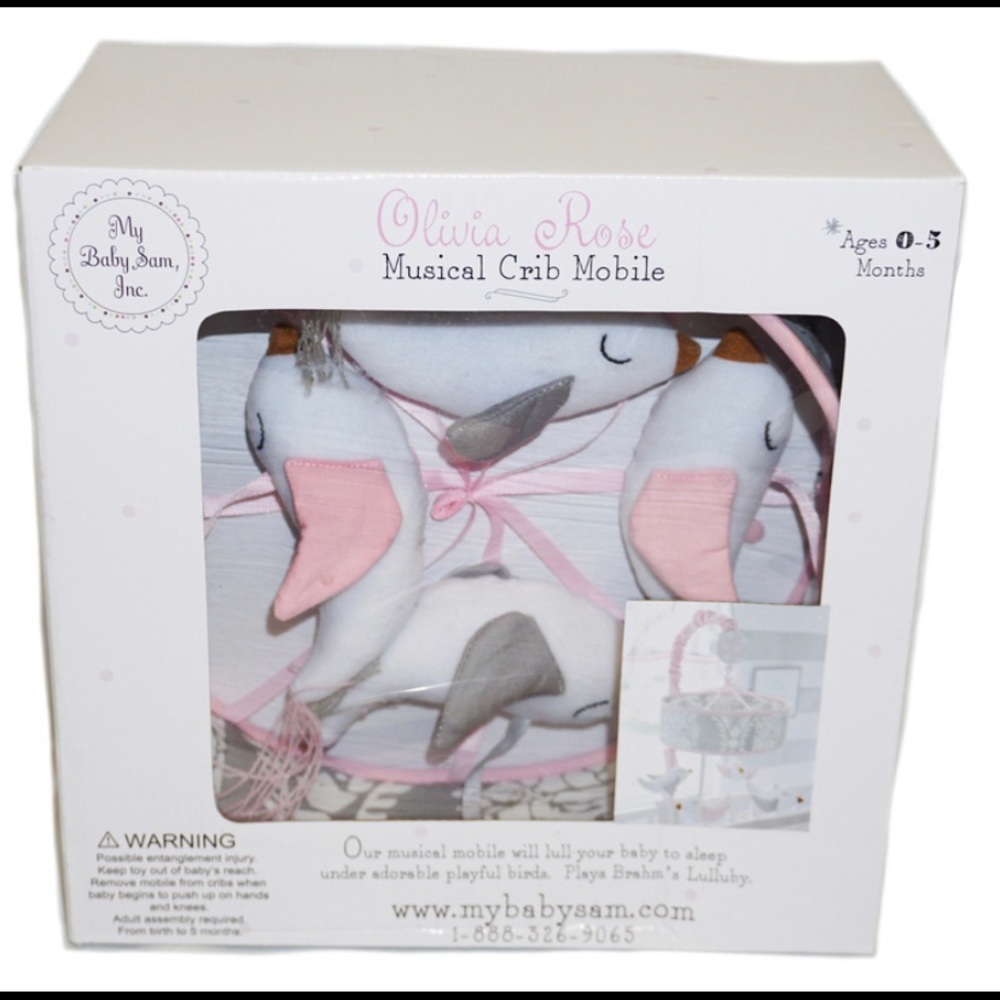 Olivia Rose - My Baby Sam Musical Damask Baby Crib Mobile - Never Used! 🪽🕊️🩷